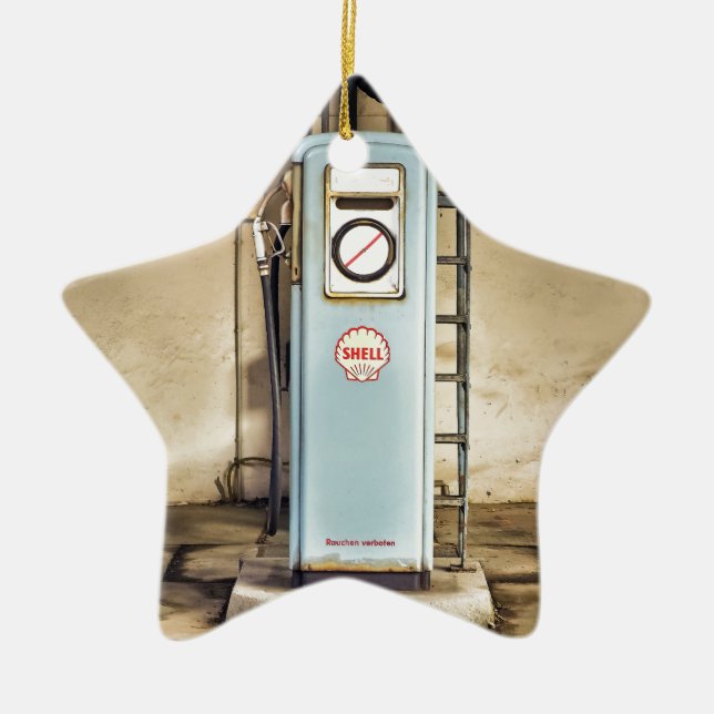 gas-pump ceramic tree decoration (Front)