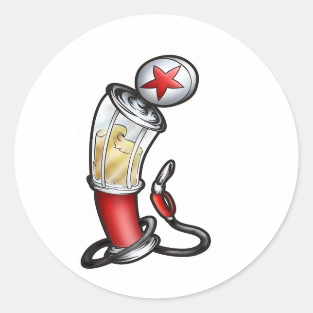 Gas Pump Classic Round Sticker (Front)