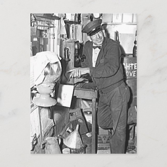 Gas Station Attendant Vintage Millburg Michigan Postcard (Front)