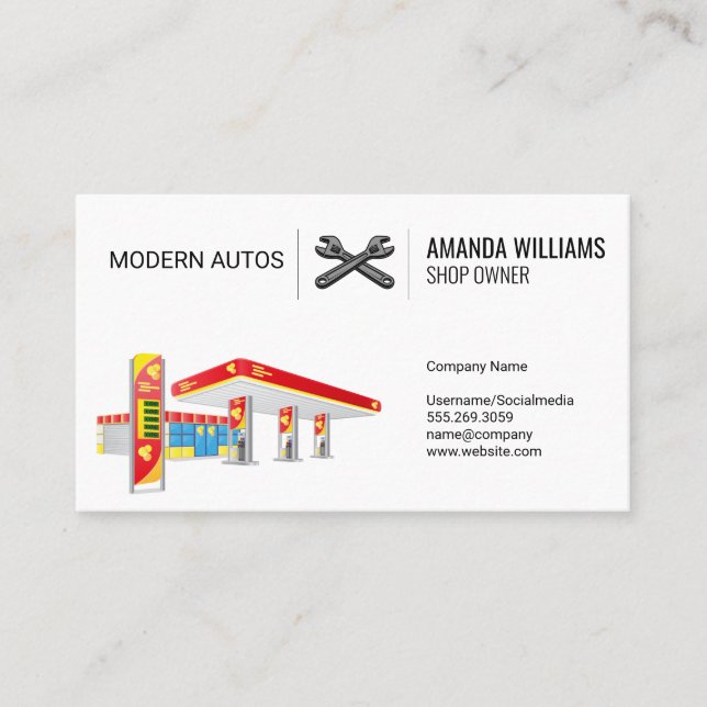 Gas Station | Convenient Store | Wrenches Business Card (Front)