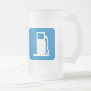 Gas Station Highway Sign Frosted Glass Beer Mug