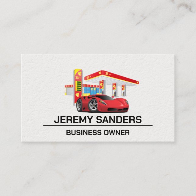 Gas Station | Sports Car | Auto Services Business Card (Front)