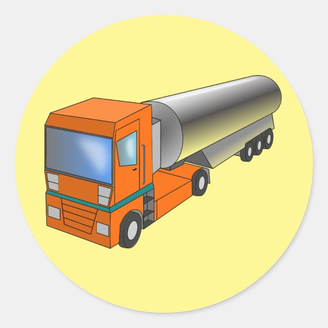 Gas Tanker Truck Heavy Transporter for Kids Classic Round Sticker (Front)