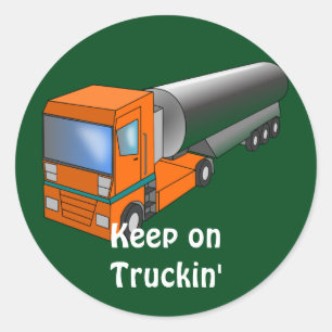 Gas Tanker Truck Heavy Transporter for Kids Classic Round Sticker