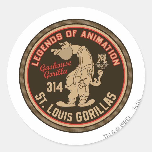 Gashouse Gorillas Logo Feat. Pitcher Classic Round Sticker (Front)
