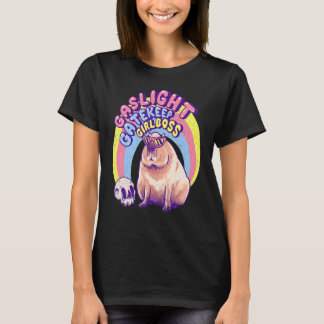 Gaslight Gatekeep Girlboss Capybara Momcore Skull T-Shirt