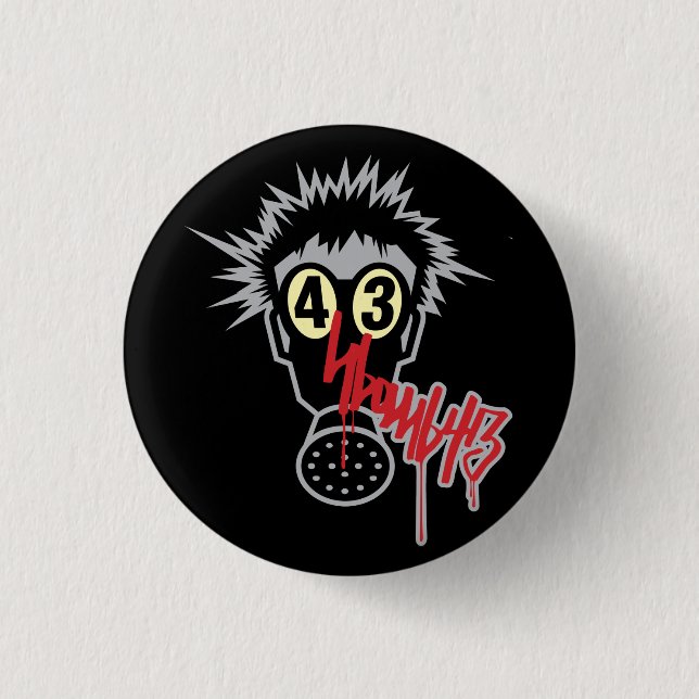Gasmask 3 Cm Round Badge (Front)