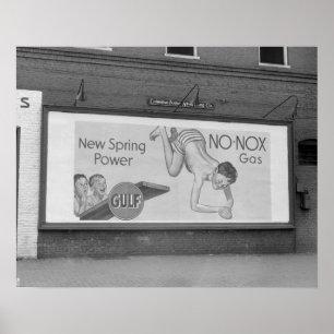 Gasoline Billboard, 1941. Vintage Photo Poster