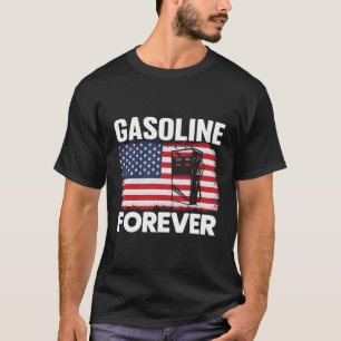 Gasoline Forever Gas Cars Patriotic Usa Flag T-Shirt