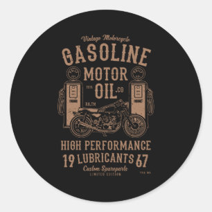 Gasoline Motor Oil Classic Round Sticker