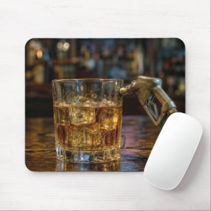Gasoline Nozzle in a Whiskey Glass Mouse Mat