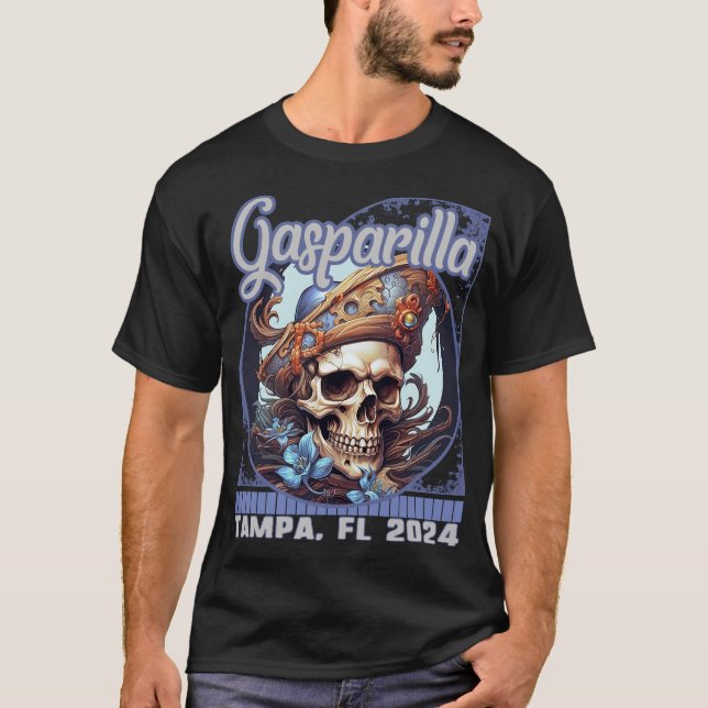 Gasparilla 2024 Seashell Skull Tampa FL T-Shirt (Front)