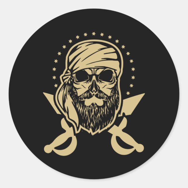 Gasparilla Caribbean Pirate Skull Classic Round Sticker (Front)