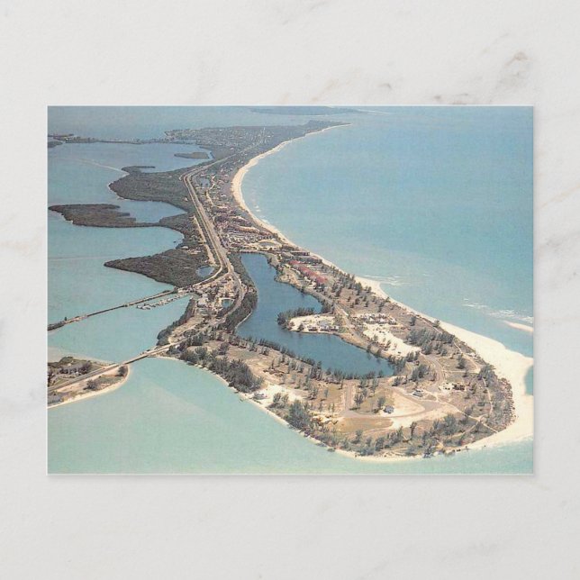 Gasparilla Island Boca Grande vintage aerial view Postcard (Front)