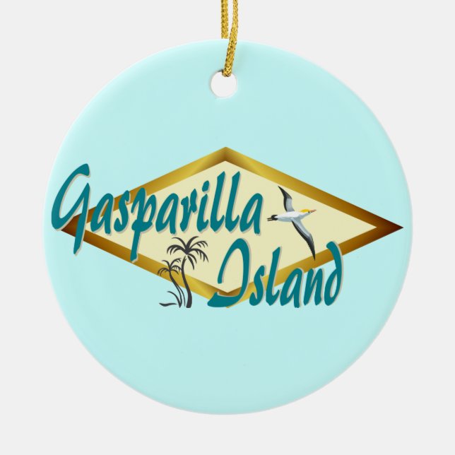 Gasparilla Island Florida beach design Ceramic Tree Decoration (Front)