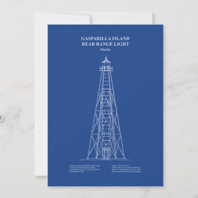 Gasparilla Island Rear Range Light - Florida - AD Thank You Card (Front)