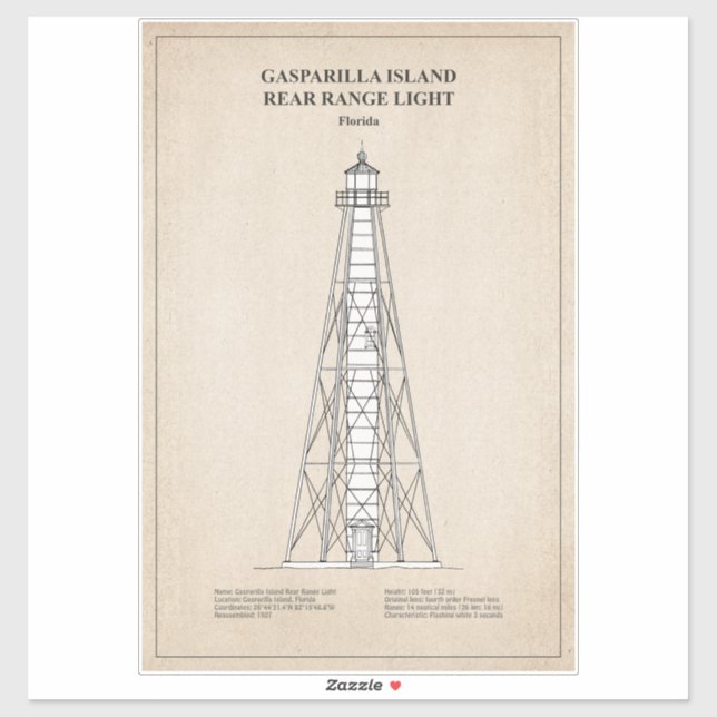 Gasparilla Island Rear Range Light - Florida - SBD (Sheet)