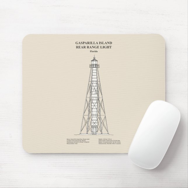 Gasparilla Island Rear Range Light - Florida - SBD Mouse Mat (With Mouse)