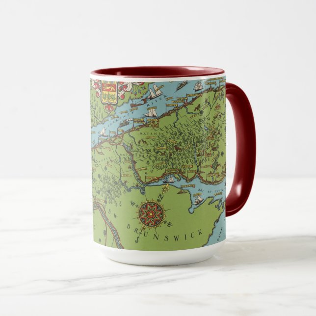 Gaspe Peninsula, Canada Map Mug (Front Right)