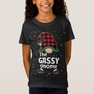 Gassy Gnome Buffalo Plaid Matching Christmas Pajam T-Shirt
