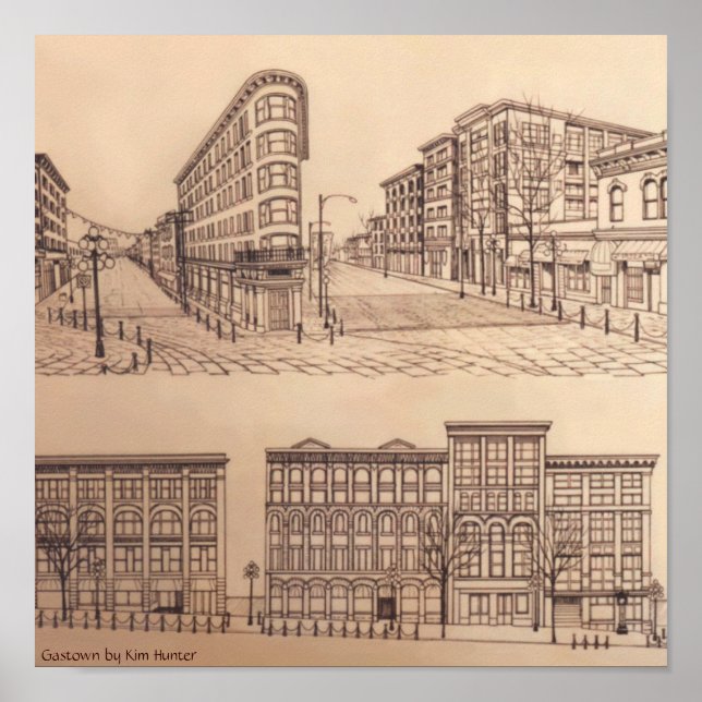 Gastown Vancouver Poster Souvenir by Kim Hunter (Front)
