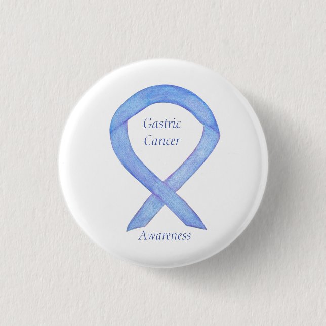 Gastric Cancer Awareness Ribbon Custom Art Pin (Front)