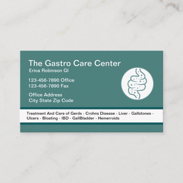 Gastroenterologist Intestinal Theme Business Card (Front)