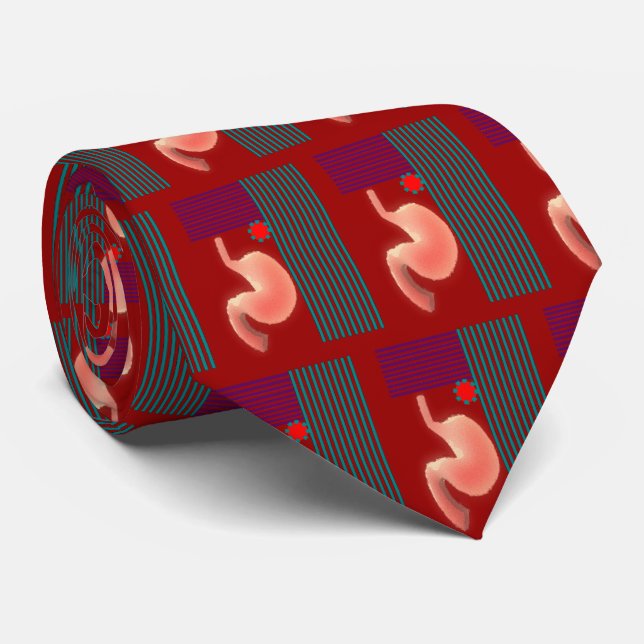 Gastroenterologist Mens Artsy Stomach Design Tie (Rolled)
