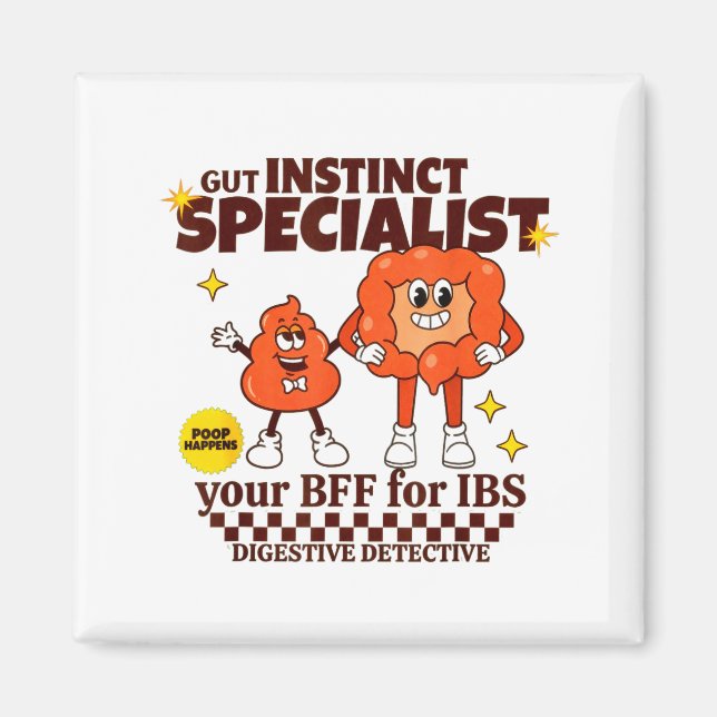 Gastroenterologist Retro Intestine Gift Ibs Gi Nur Magnet (Front)