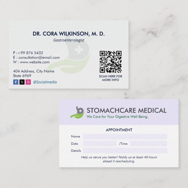 Gastroenterology Clinic Business | Appointment Business Card (Front/Back)