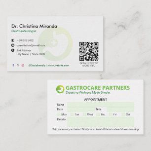 Gastroenterology Clinic Business   Appointment Business Card