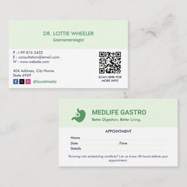 Gastroenterology Clinic Business | Appointment Card (Front/Back)