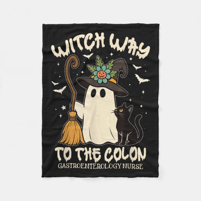Gastroenterology Nurse Halloween Endo Nurse Ghost  Fleece Blanket (Front)