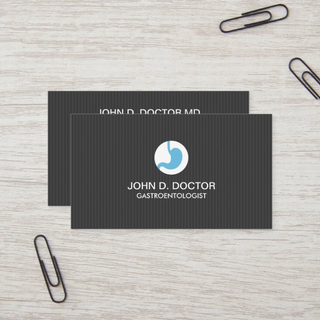 Gastrology or gastrologist dark grey professional business card (Front/Back In Situ)