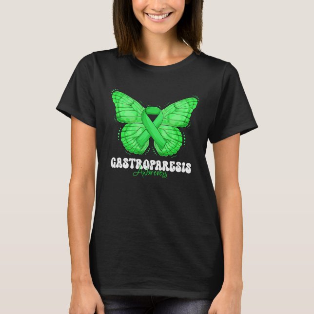Gastroparesis Awareness Month Green Ribbon Butterf T-Shirt (Front)