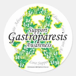 Gastroparesis Butterfly Ribbon Classic Round Sticker