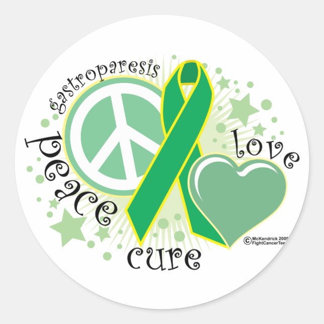 Gastroparesis Peace Love Cure Classic Round Sticker (Front)