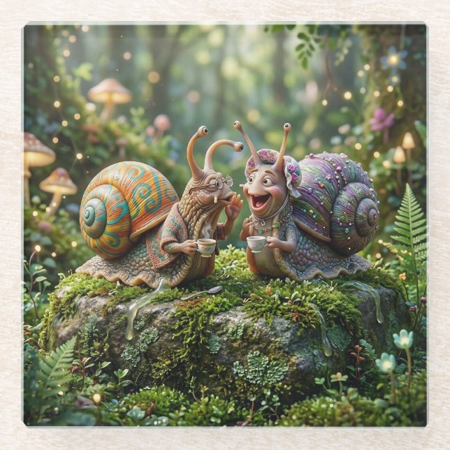 Gastropod Gossips Glass Coaster (Front)