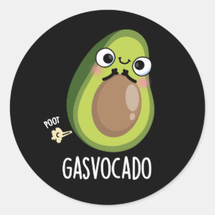 Gasvocado Funny Farting Avocado Pun Dark BG Classic Round Sticker