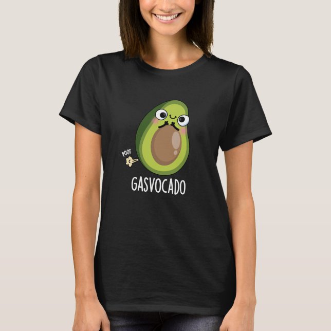 Gasvocado Funny Farting Avocado Pun Dark BG T-Shirt (Front)