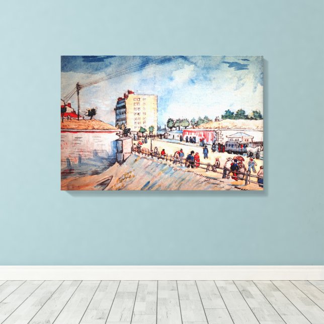 Gate in the Paris Ramparts by Vincent van Gogh Canvas Print (Insitu(Wood Floor))