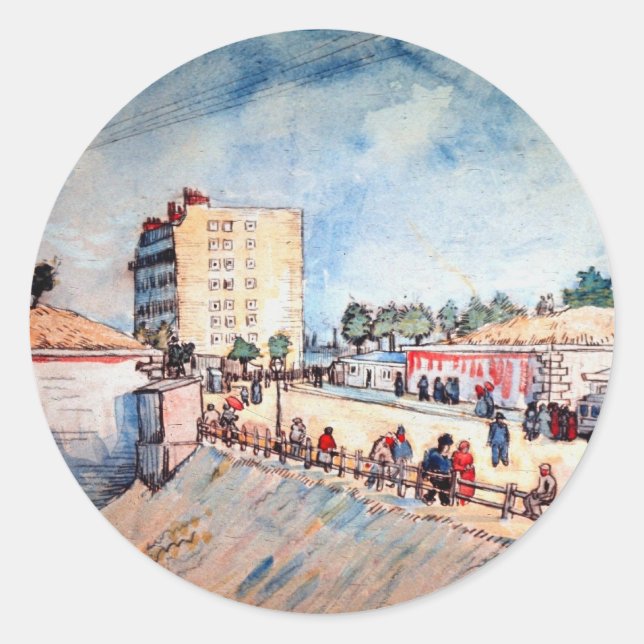 Gate in the Paris Ramparts by Vincent van Gogh Classic Round Sticker (Front)