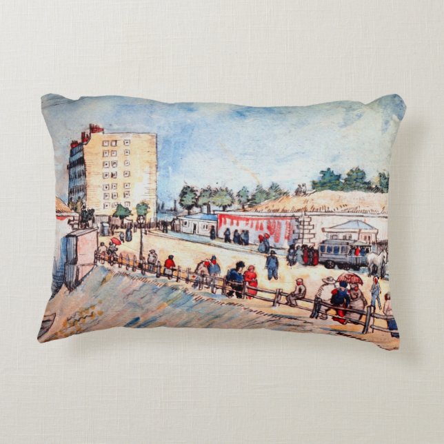 Gate in the Paris Ramparts by Vincent van Gogh Decorative Cushion (Back)