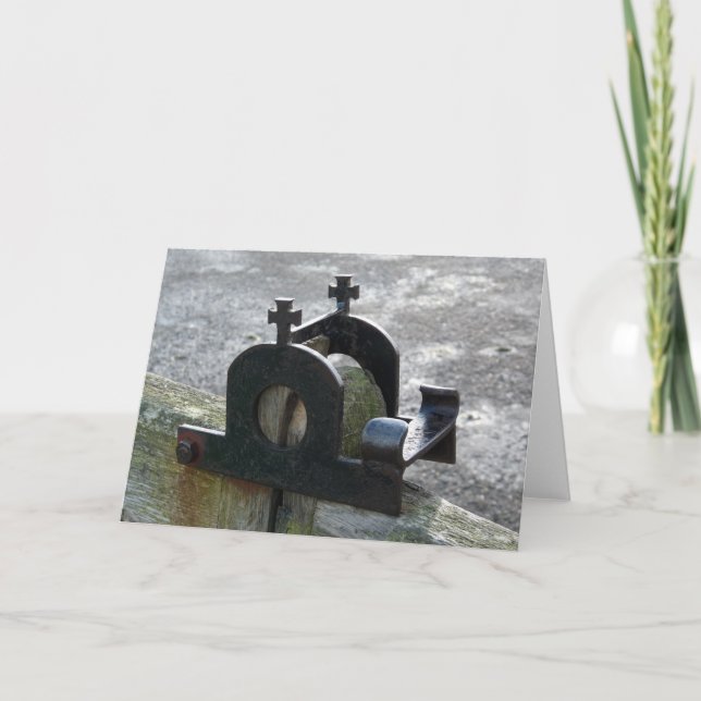 "Gate Latch at the Abbey" Northumberland, England Card (Front)