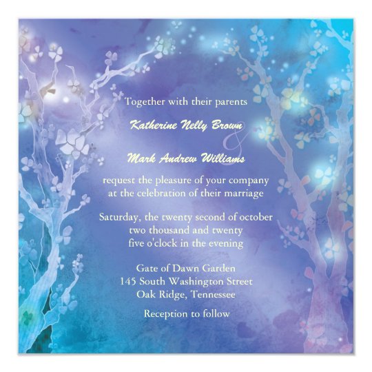 Gate of Dawn Shimmering Blue Wedding Card