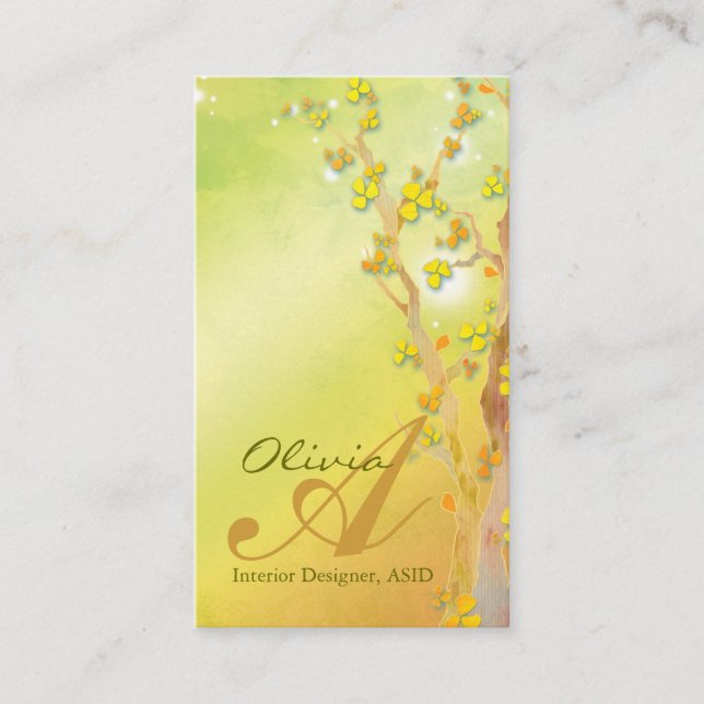 Gate of Dawn Trees Monogram Business Card (Front)