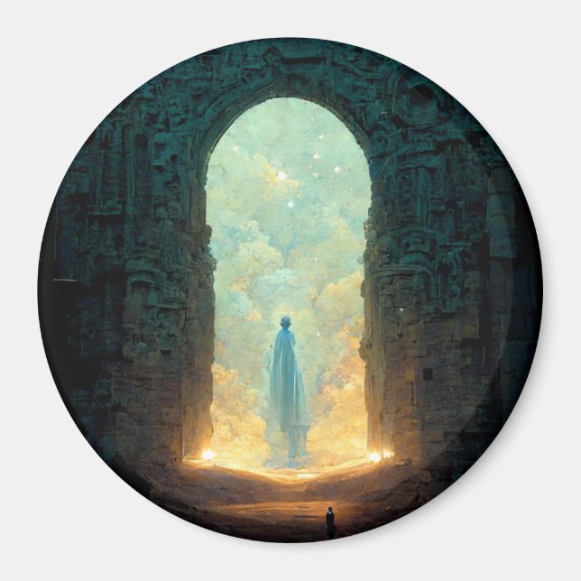 Gate of the Gods Fantasy Sci-Fi Art Button Magnet (Front)