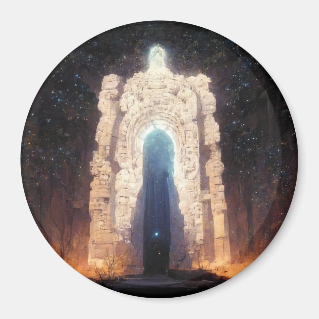 Gate To Eternity Fantasy Sci-Fi Art Button Magnet (Front)