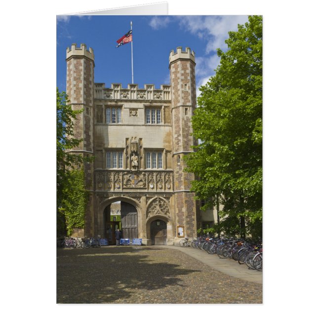 Gate to Trinity College and rows of bicycles, (Front)