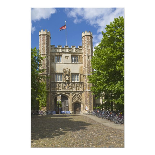 Gate to Trinity College and rows of bicycles, Photo Print (Front)